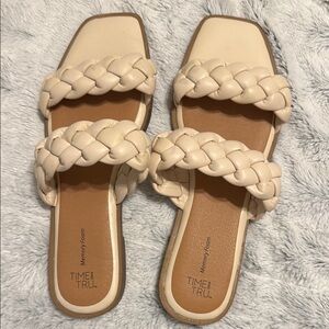 Time and Tru Women's Cream Braided Sandals